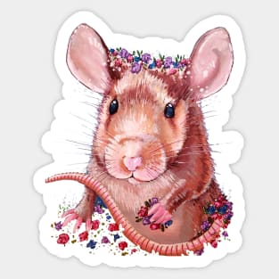 Flower Crown Rat Sticker